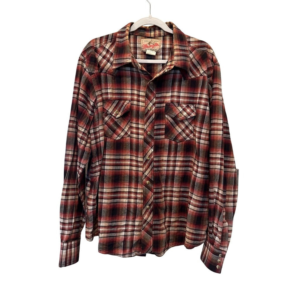Vintage Wrangler American Cowboys Y2K Pearl Snap Shirt Men's Plaid Western XL